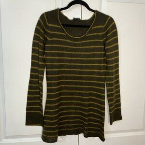 Wooden Ships Sweater Womens M/L Brown Knit Scoop Neck Striped Boho‎ Long Line